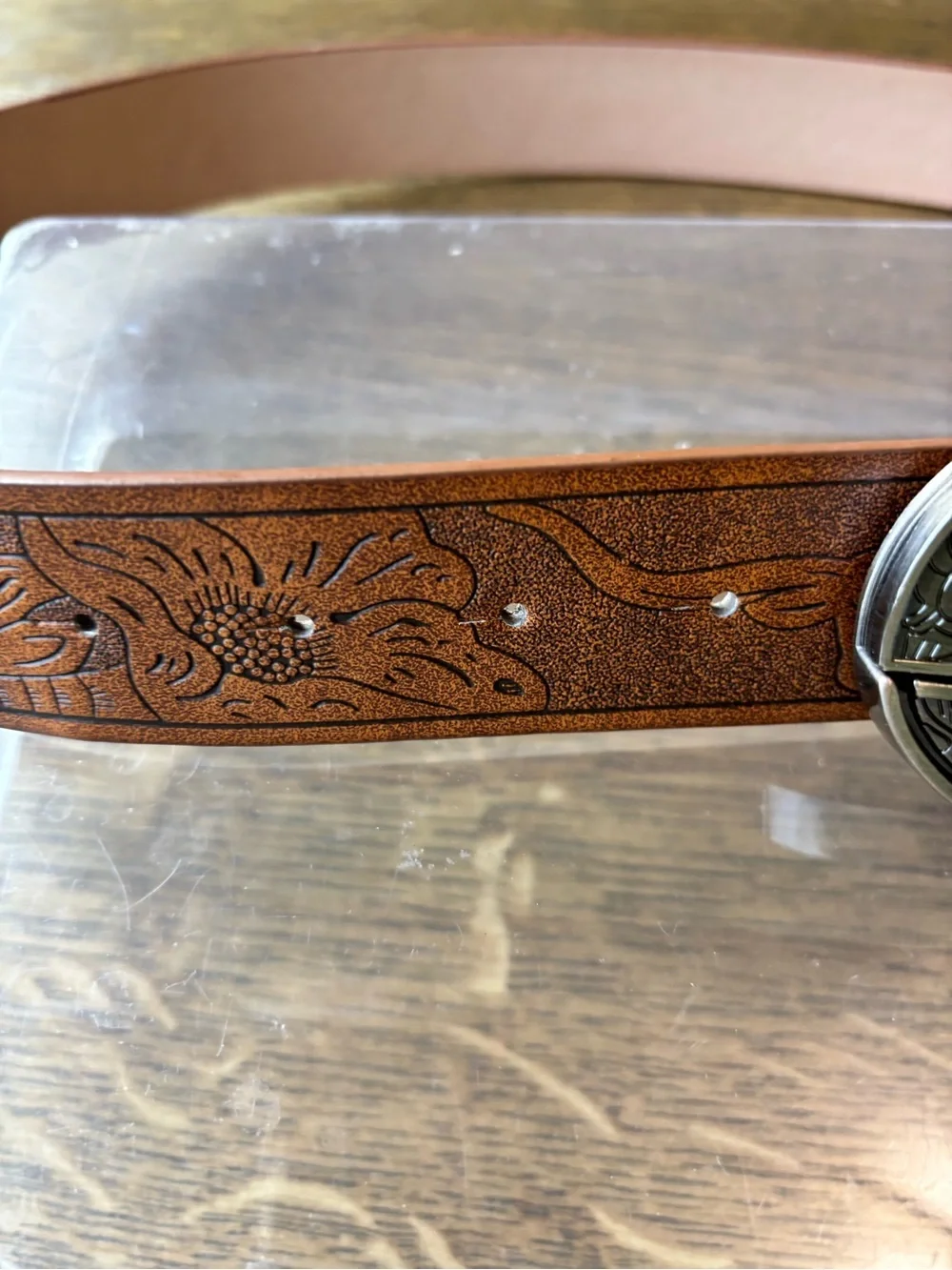 Western Silver Eagle Belt Buckle With Hidden utility knife
